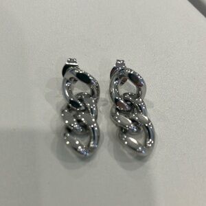 Elegant Silver Chain Link Drop Earrings